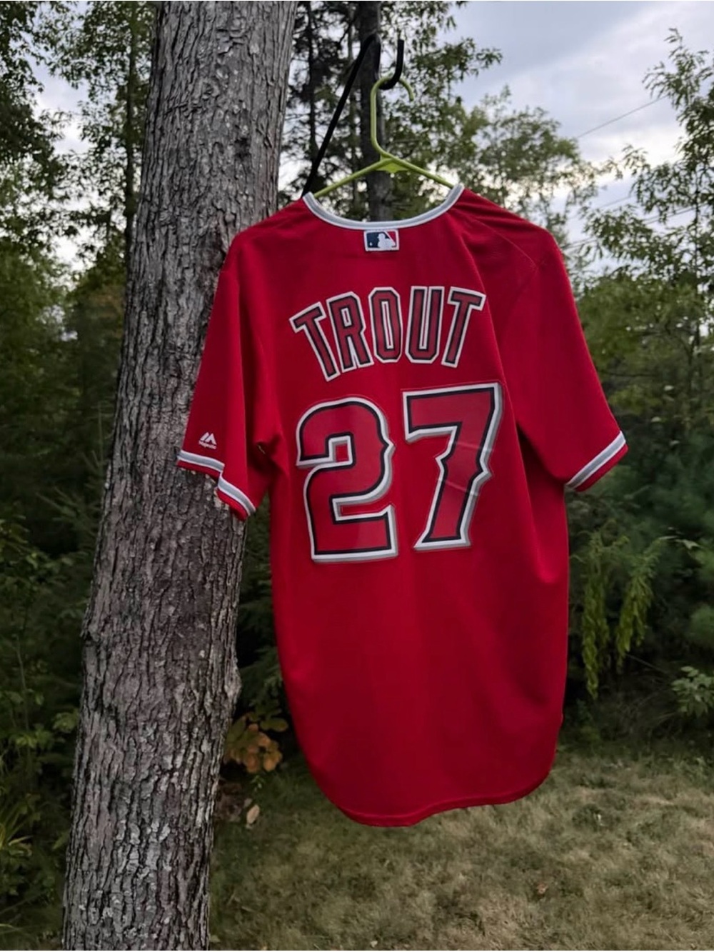Majestic Red men’s Baseball Jersey with #27 Trout Back